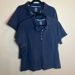 Bundle of 2 Navy Blue Izod 2X Women's Uniform Polo Shirts